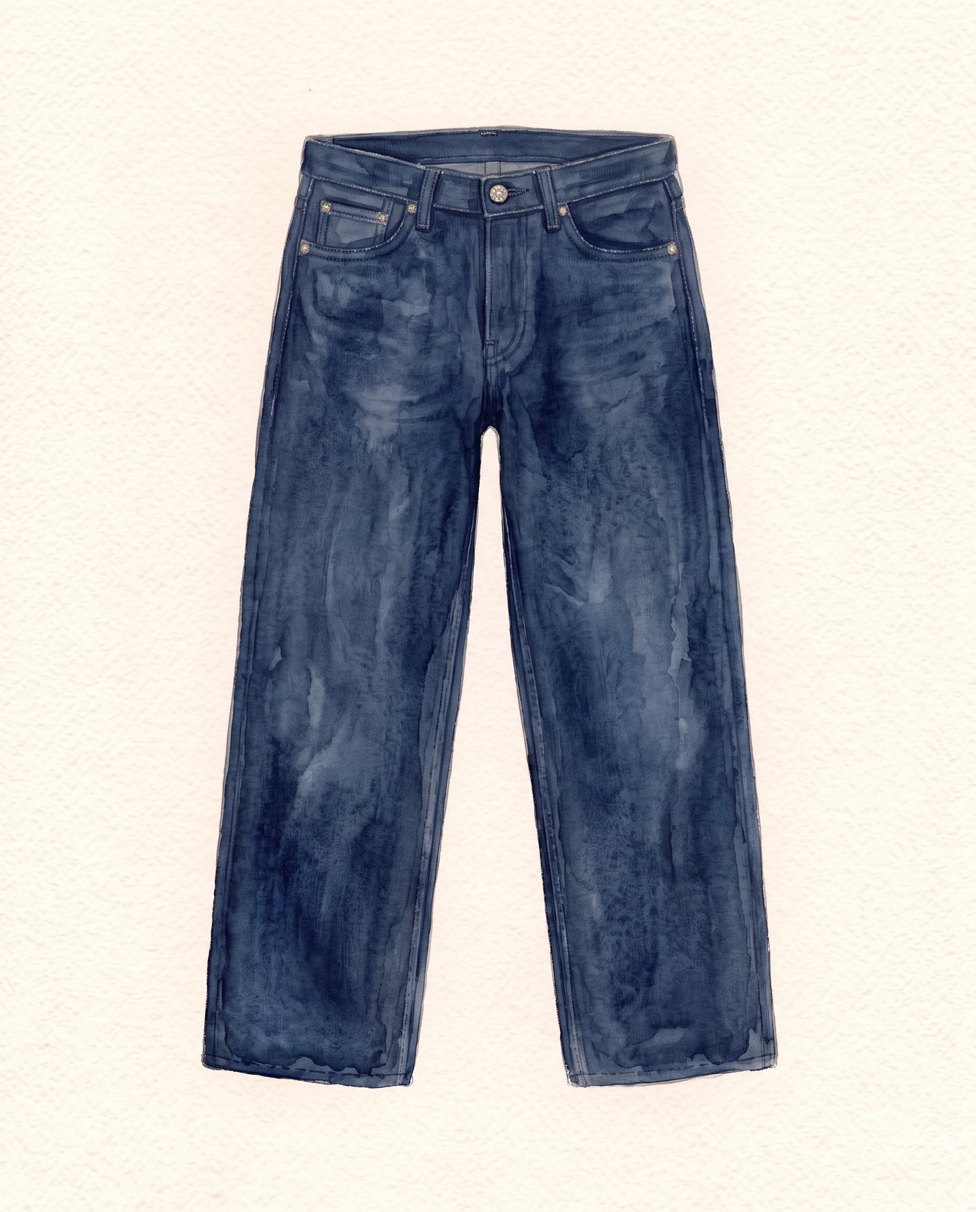 desized denim, wide leg